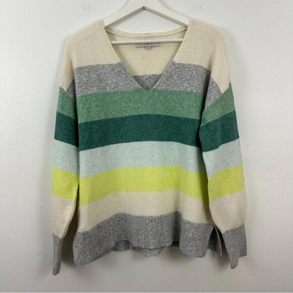 LOFT Sweaters - LOFT Striped V-Neck Long Sleeve Pullover Sweater Women's Size M
